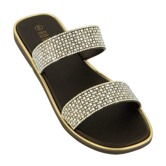 Sparkling Rhinestone Slide Sandals - Picture 2 of 4